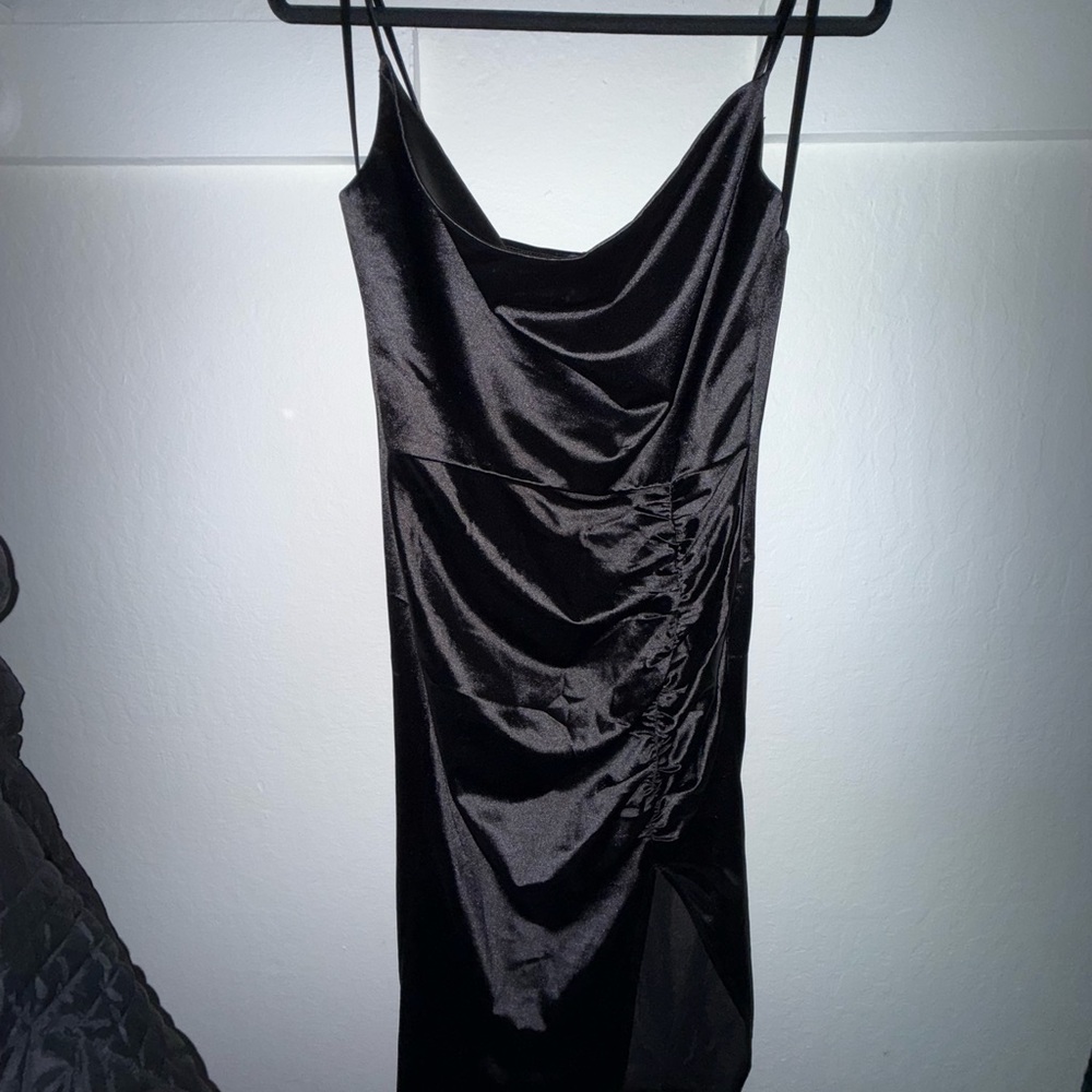 Windsor Elegant Black Satin Backless Gown